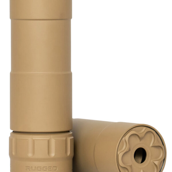 Rugged Suppressor P51FDE22 Mustang 22 22 LR 1.06" D 1/2"-28 tpi 113dB At Ear Flat Dark Earth High Temp Cerakote 7075-T6 Aluminum Baffles/Tube Titanium Mount