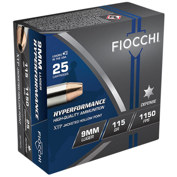 Fiocchi 9XTP25 Hyperformance 9mmLuger 115gr Hornady XTP Hollow Point 25 Per Box/20 Case