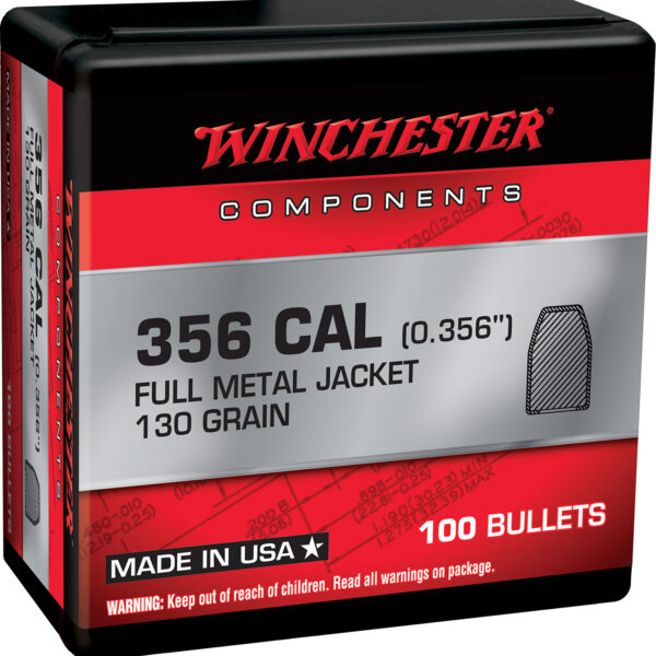 Winchester Ammo WB38MC130X Centerfire Handgun Reloading 38Cal 130gr Full Metal Jacket 100 Per Box/10 Case