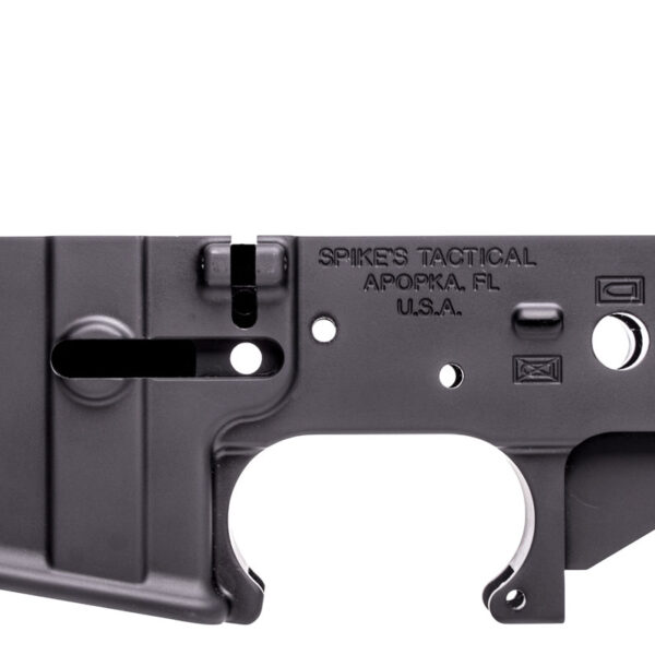 Spikes STLS024 PHU Joker Stripped Lower Receiver Multi-Caliber 7075-T6 Aluminum Black Anodized for AR-15