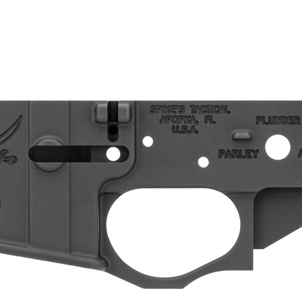 Spikes STLS016 Calico Jack Stripped Lower Receiver Multi-Caliber 7075-T6 Aluminum Black Anodized for AR-15
