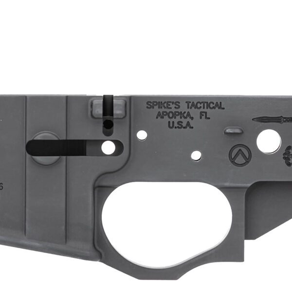 Spikes STLS021 Spartan Stripped Lower Receiver Multi-Caliber 7075-T6 Aluminum Black Anodized for AR-15